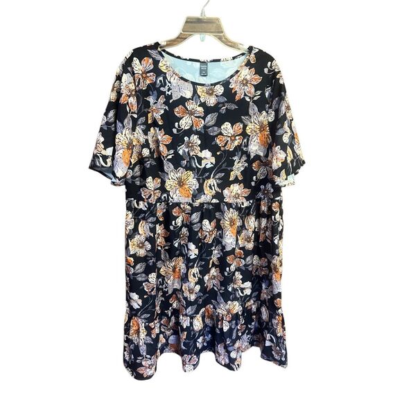 Emery Rose Floral Black Print Dress Sz 2XL NWT - Picture 1 of 5